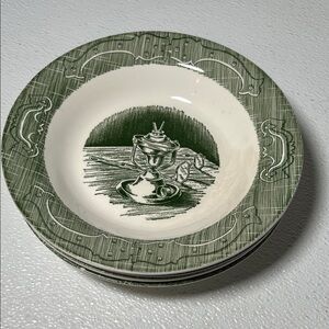 Vintage 50's Royal China 'Old Curiosity Shop' Rim Soup Bowls Set of 4